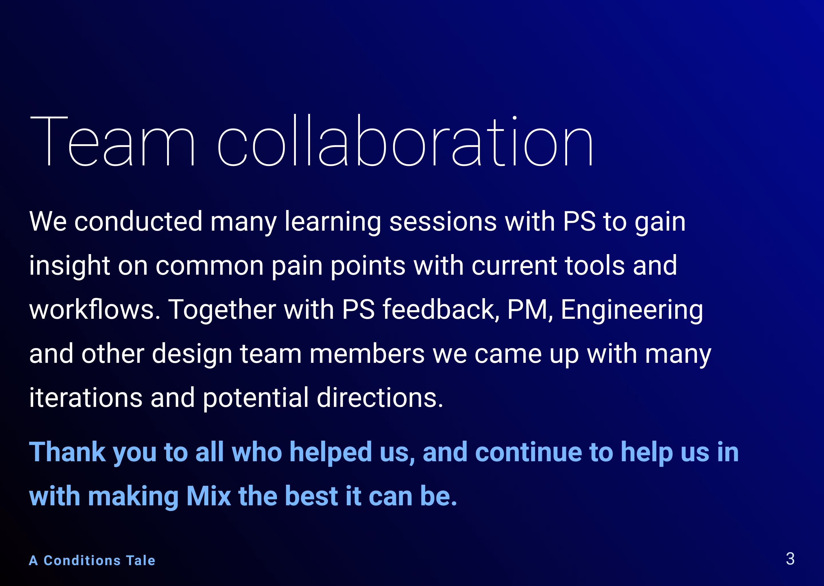 Condition stack design exploration, slide 4 of 14.