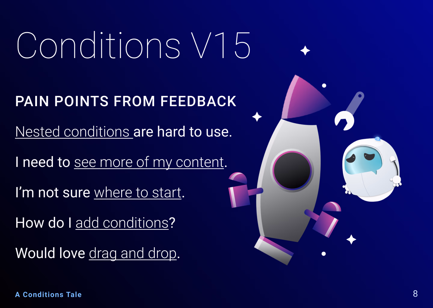 Condition stack design exploration, slide 9 of 14.